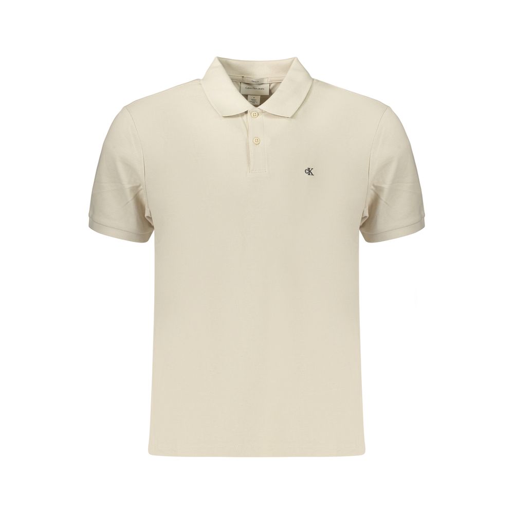 Beige Cotton Mens Polo Shirt