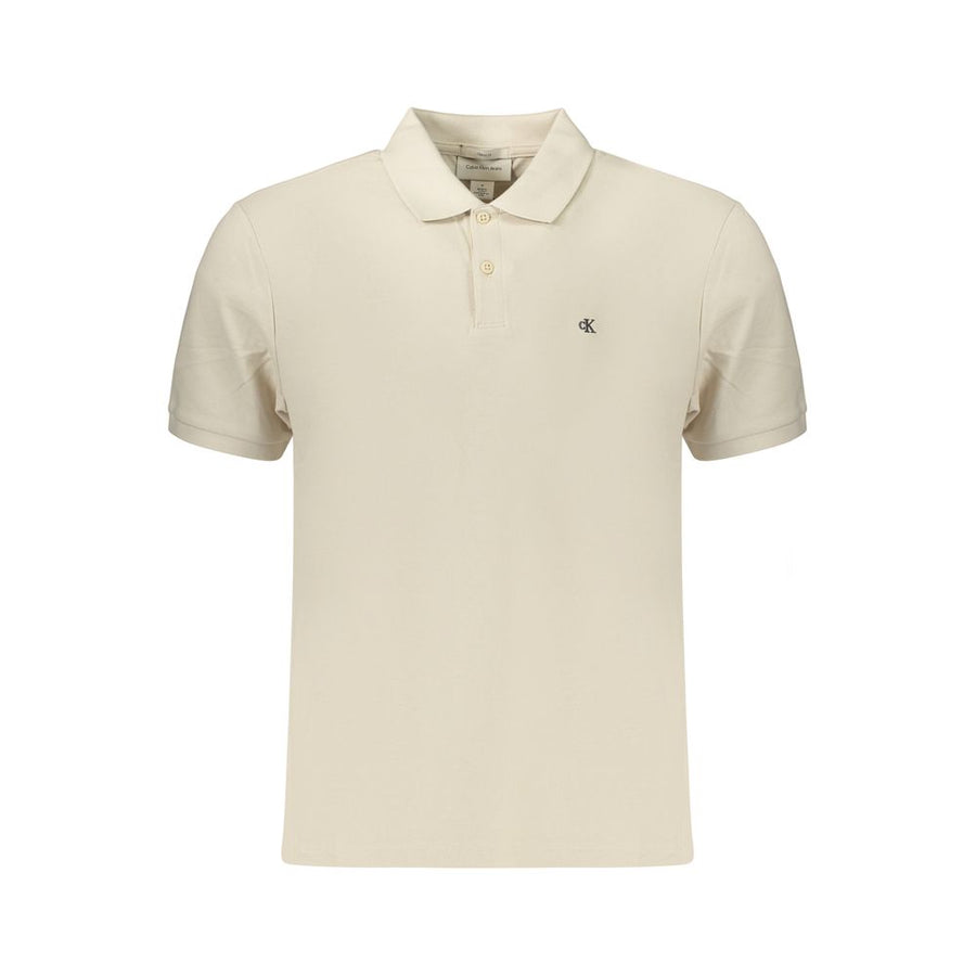 Beige Cotton Mens Polo Shirt