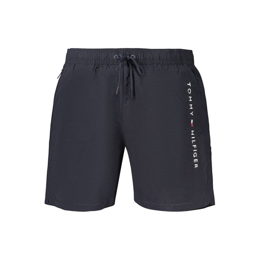 Blue Polyester Men's Short