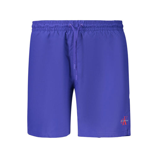 Blue Polyester Men's Swimwear