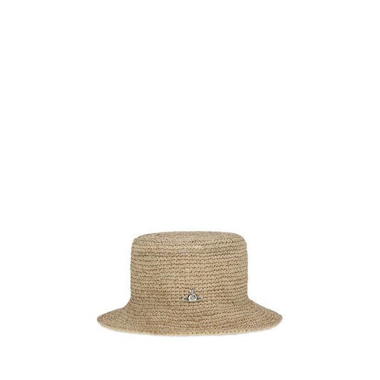 Beige Raffia Bucket Hat