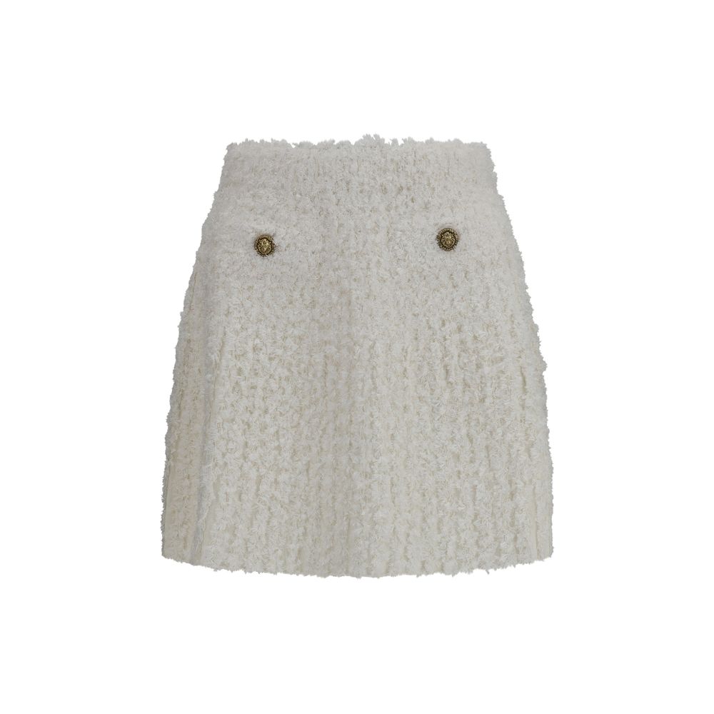 White Viscose Mini Skirt