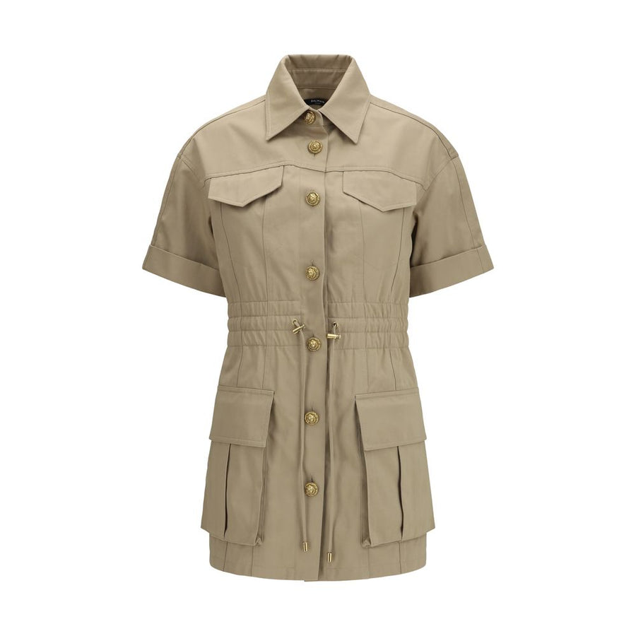 Beige Cotton Casual Dress