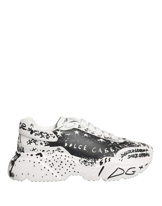 White Daymaster Graffiti Low Top Sneakers Shoes