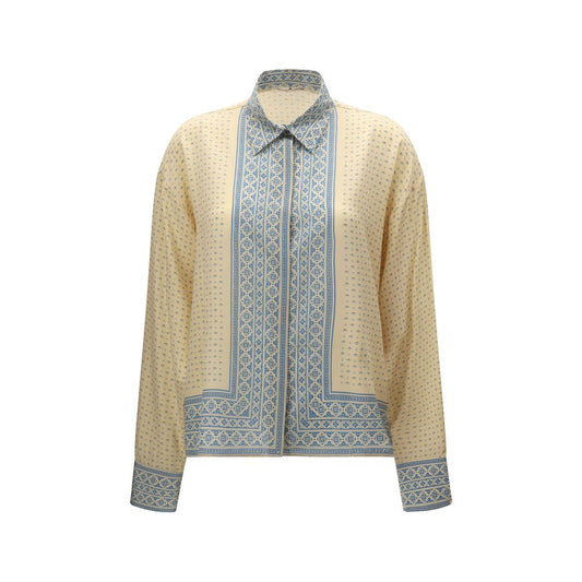 Beige Silk Pattern Shirt