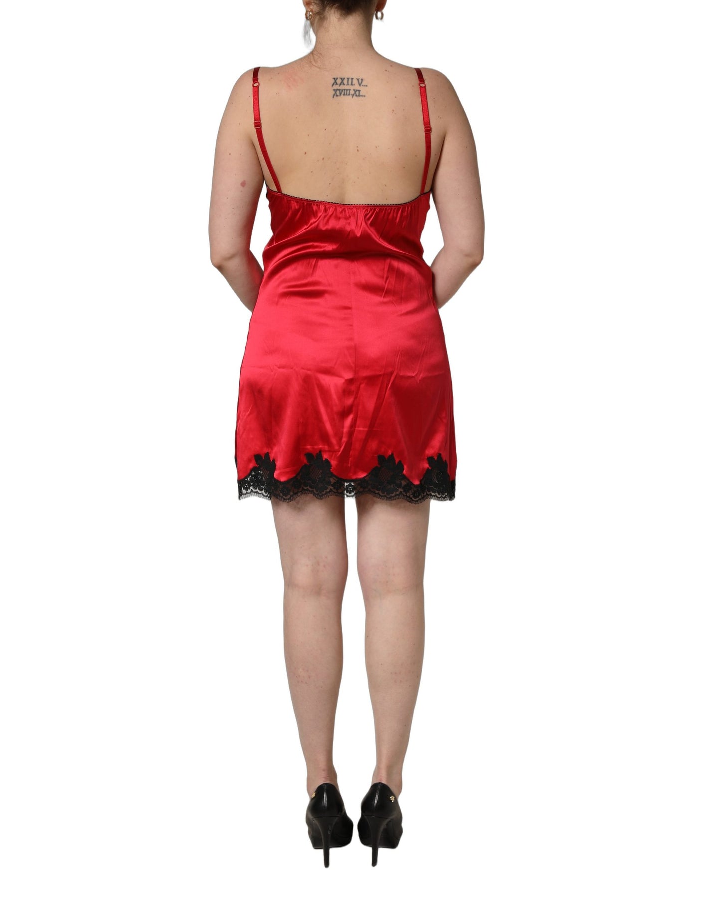 Red Black Lace Lingerie Short Chemise Sleepwear