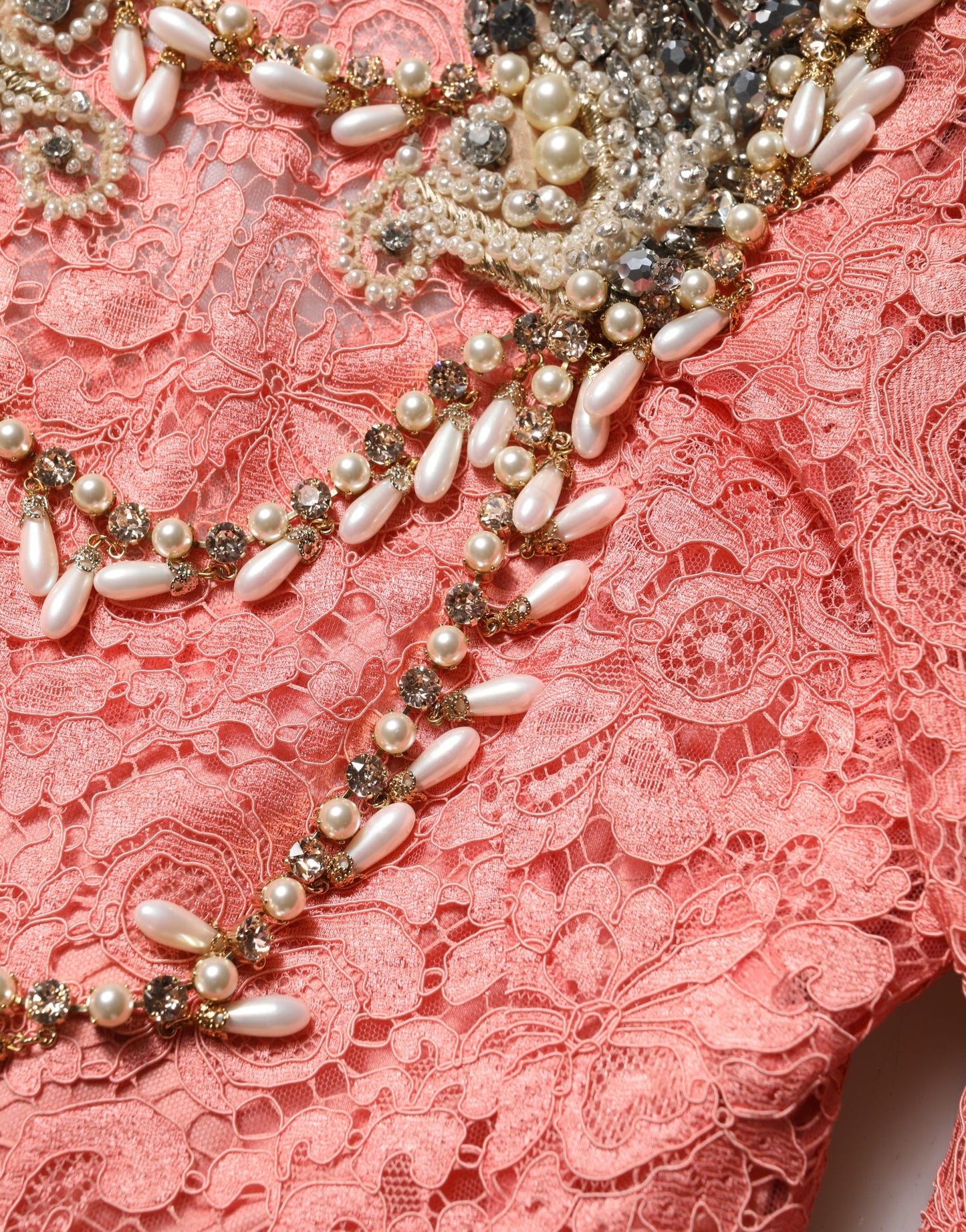 Pink Embellished Mermaid Lace Gown Dress