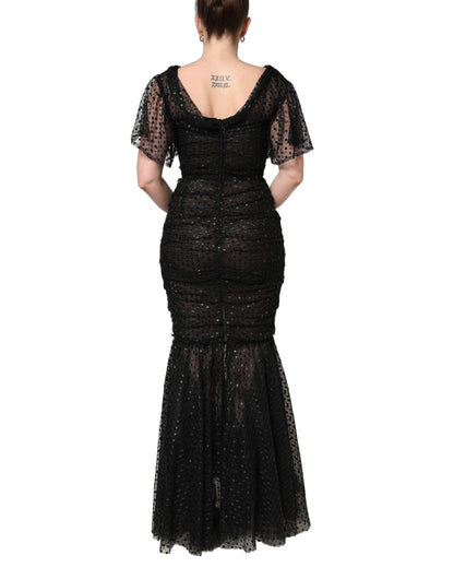 Black Sequinned Mermaid Evening Gown Dress