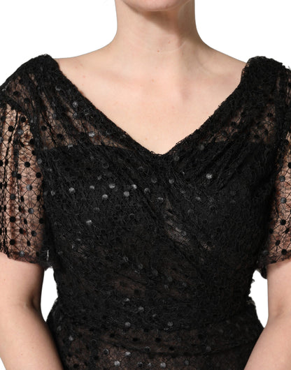 Black Sequinned Mermaid Evening Gown Dress
