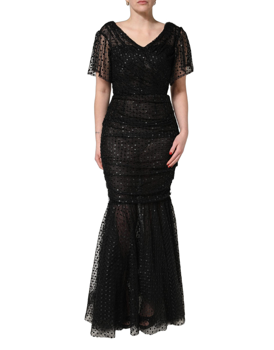 Black Sequinned Mermaid Evening Gown Dress