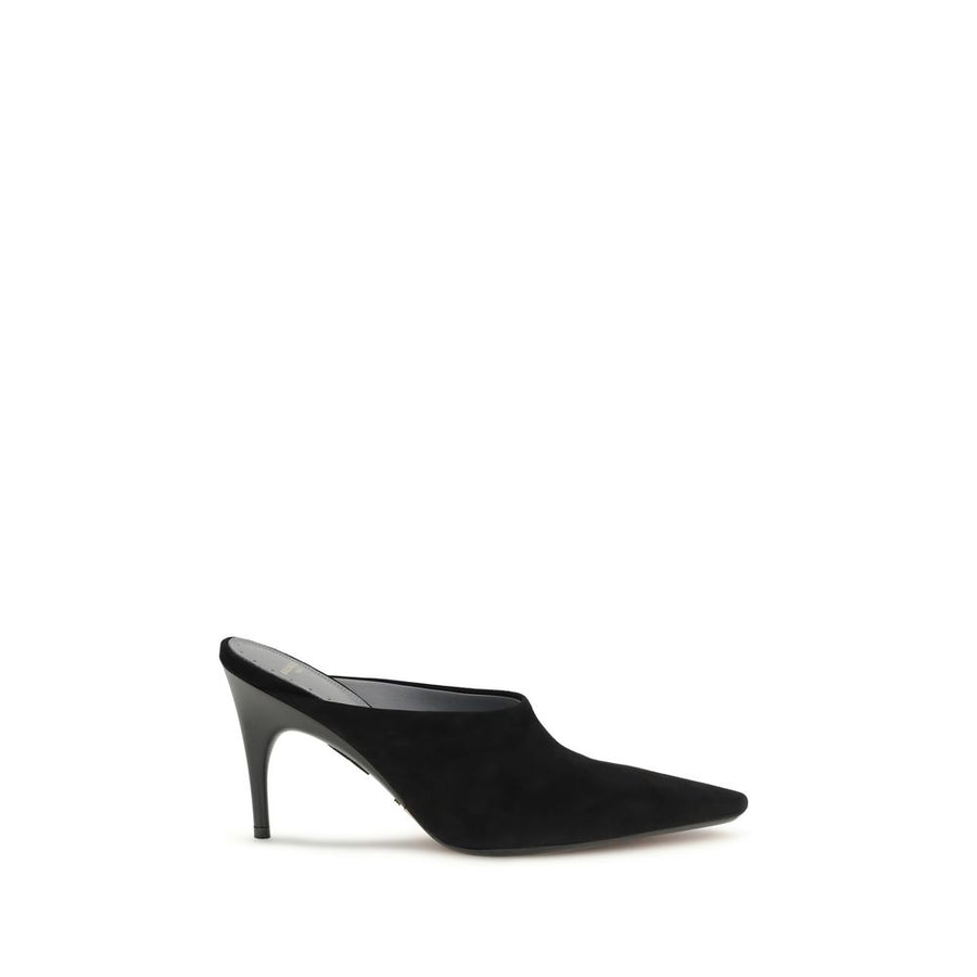 Black Suede Leather Mules