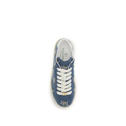 Blue Fabric Low Top Sneakers