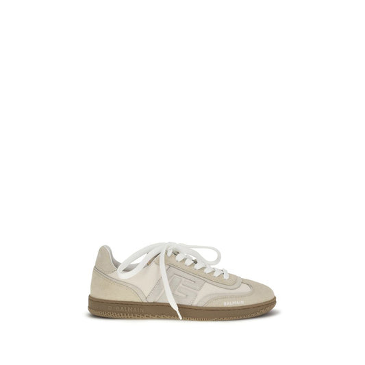 Beige Suede Leather Athletic Sneakers