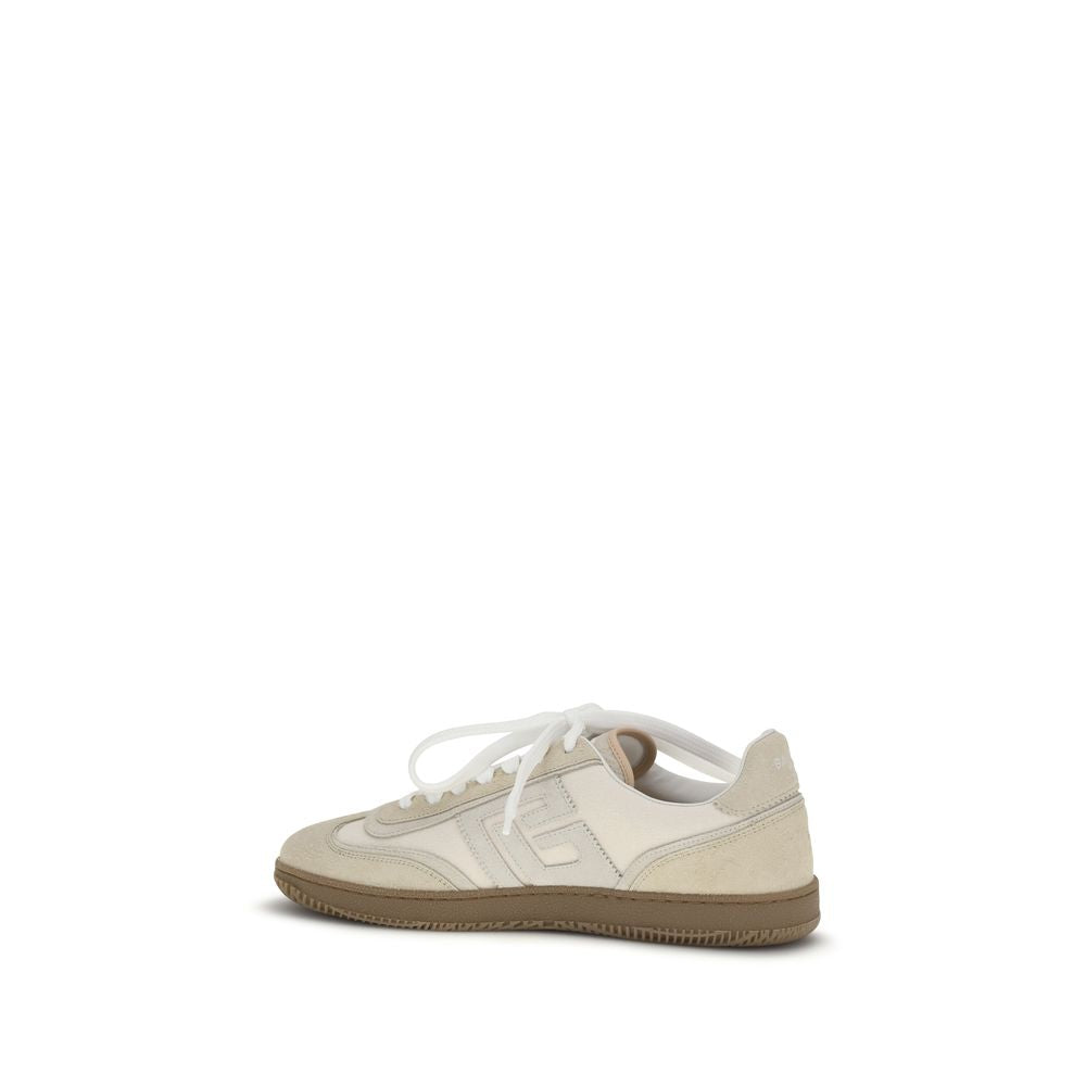 Beige Suede Leather Athletic Sneakers