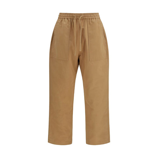 Beige Cotton Casual Pants