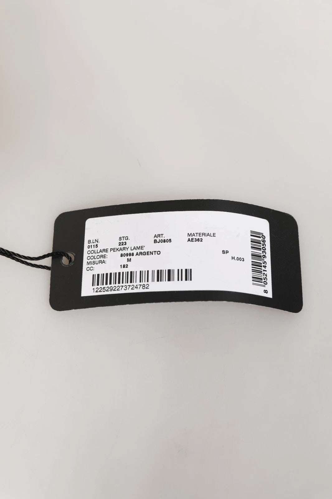 Silver Textured Leather Gold Tone Metal Neckband