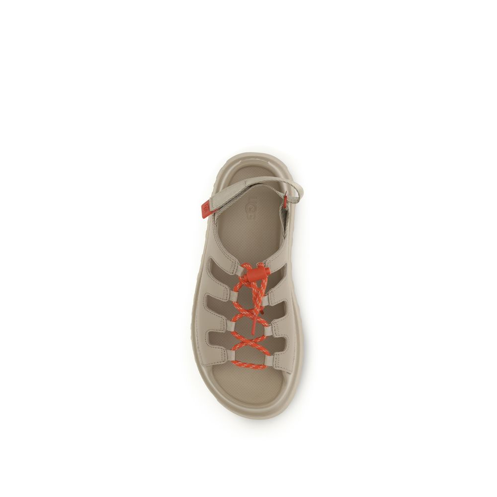 Beige Polyurethane Platform Sandals