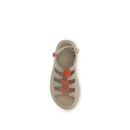 Beige Polyurethane Platform Sandals