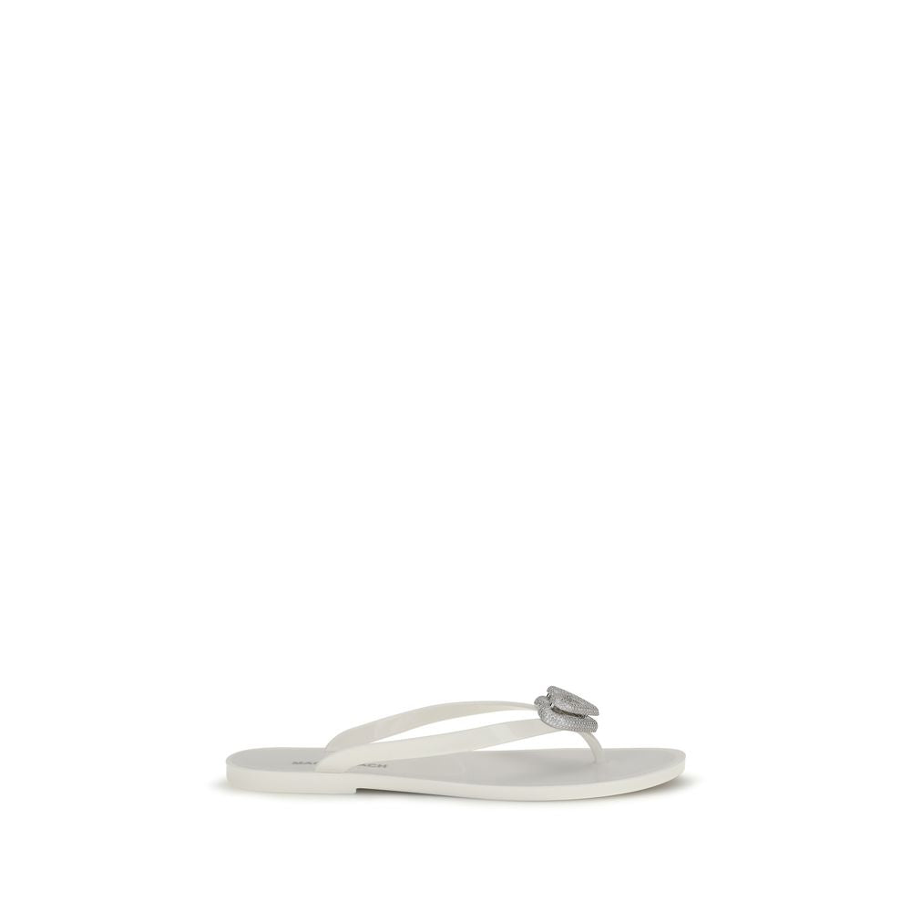 White Rubber Flat Sandals