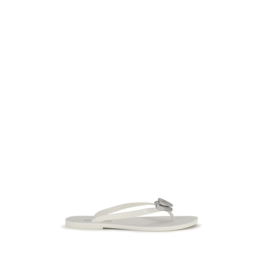 White Rubber Flat Sandals