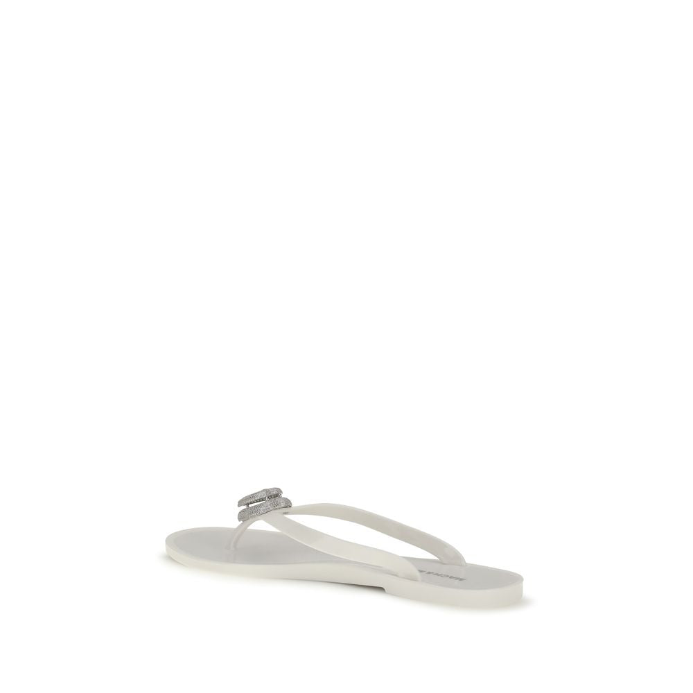 White Rubber Flat Sandals