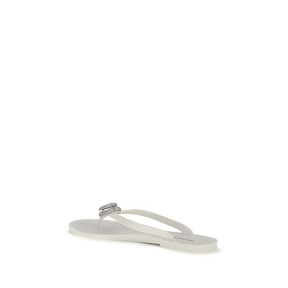 White Rubber Flat Sandals