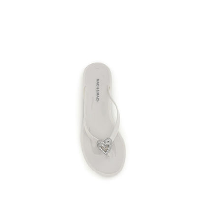 White Rubber Flat Sandals