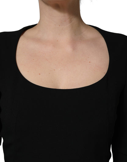 Black Long Sleeves Scoop Neck Mini Dress