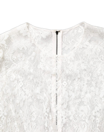 White Lace Top Embellished Black Skirt Dress