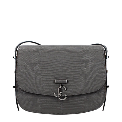 Gray Leather Crossbody Bag