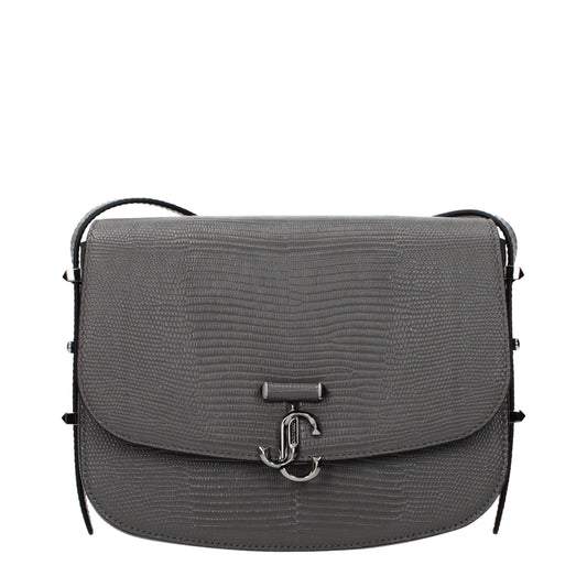 Gray Leather Crossbody Bag