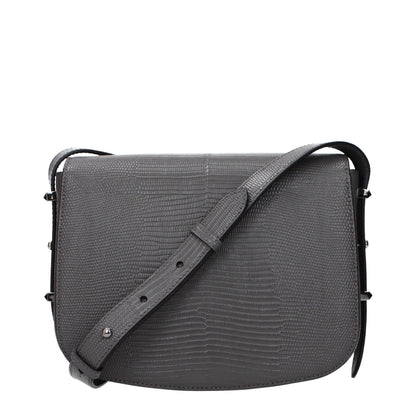 Gray Leather Crossbody Bag