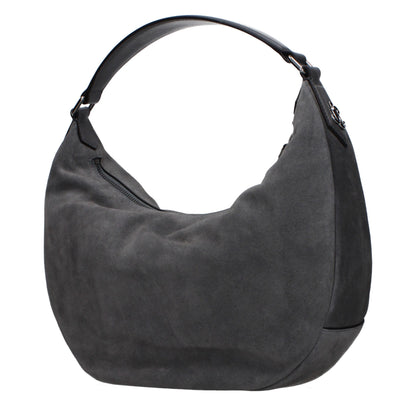 Gray Leather Shoulder Bag