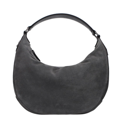 Gray Leather Shoulder Bag