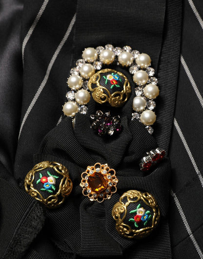 Black Stripe Double-Breasted Blazer Jacket