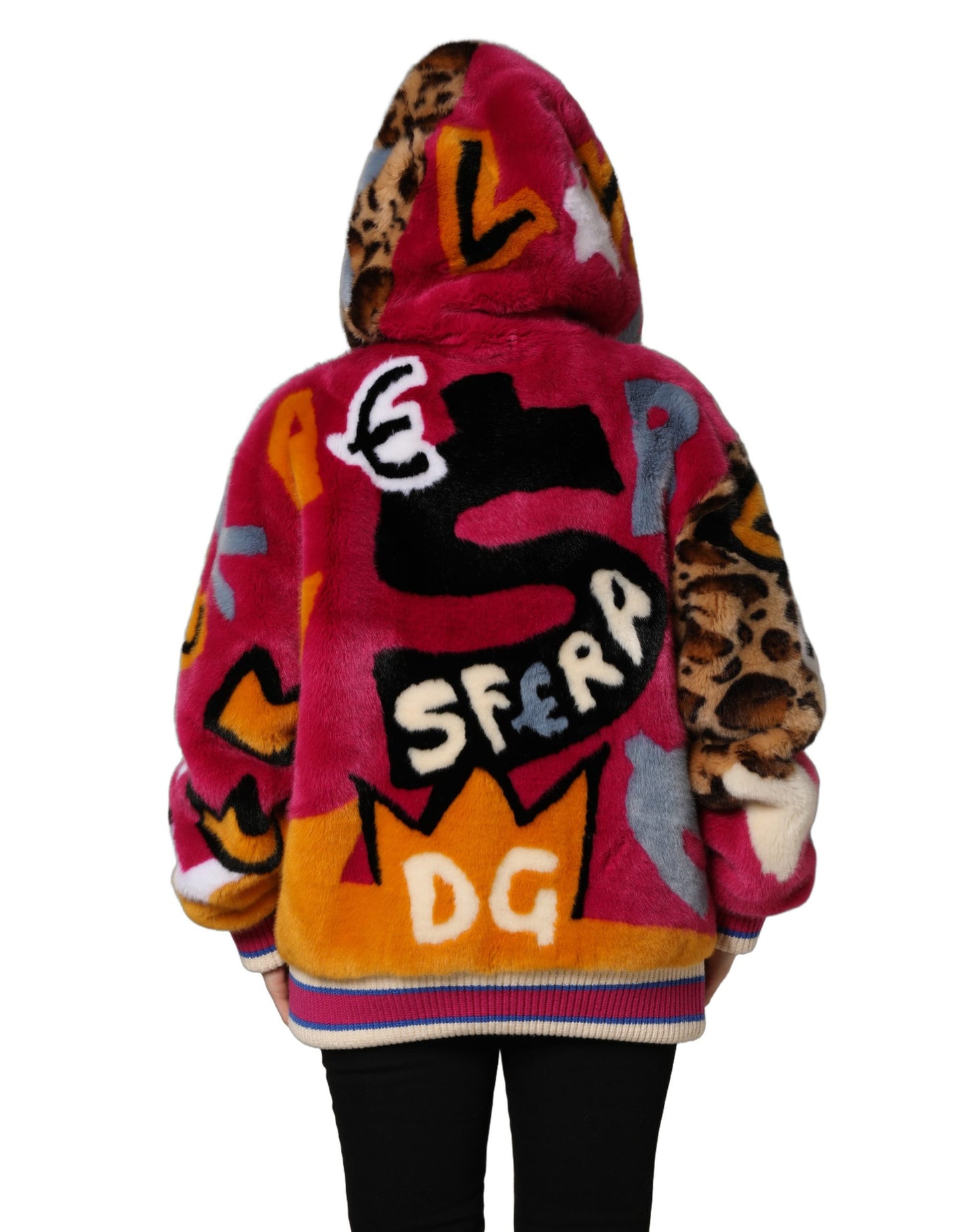 Multicolor Graffiti Print Full Zip Hooded Jacket