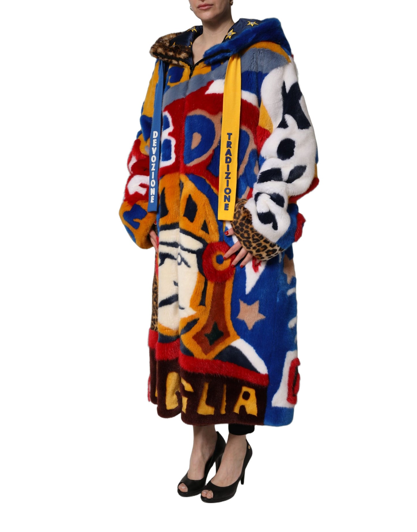 Multicolor Graffiti Print Zip Hooded Jacket