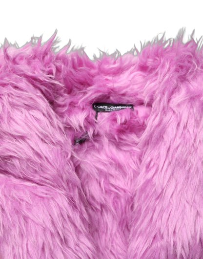 Pink Plush Faux Fur Gold Leather Coat Jacket