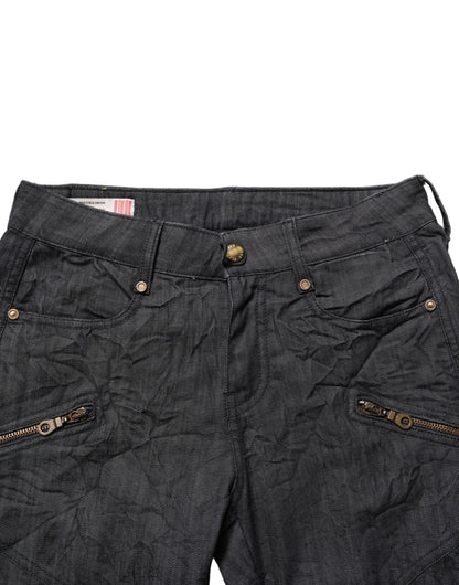 Black Cotton Mid Waist Skinny Denim Jeans