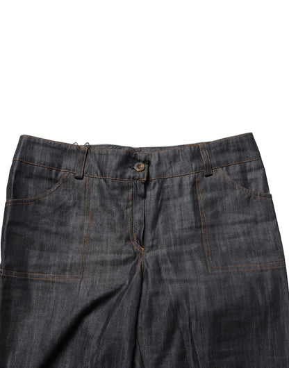 Black Cotton Mid Waist Skinny Denim Trouser Jeans