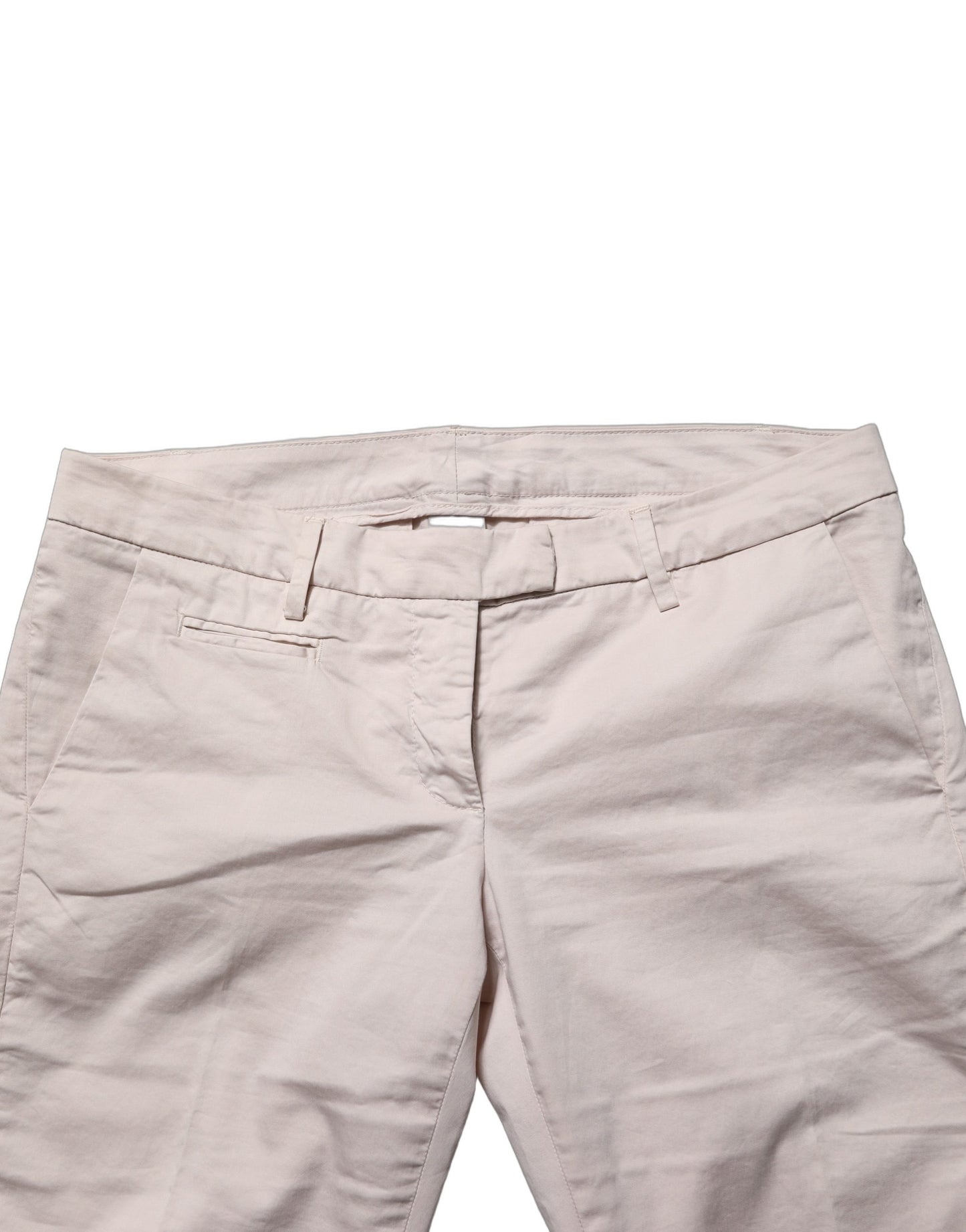 Beige Low Waist Tapered Women Cropped Trousers Pants