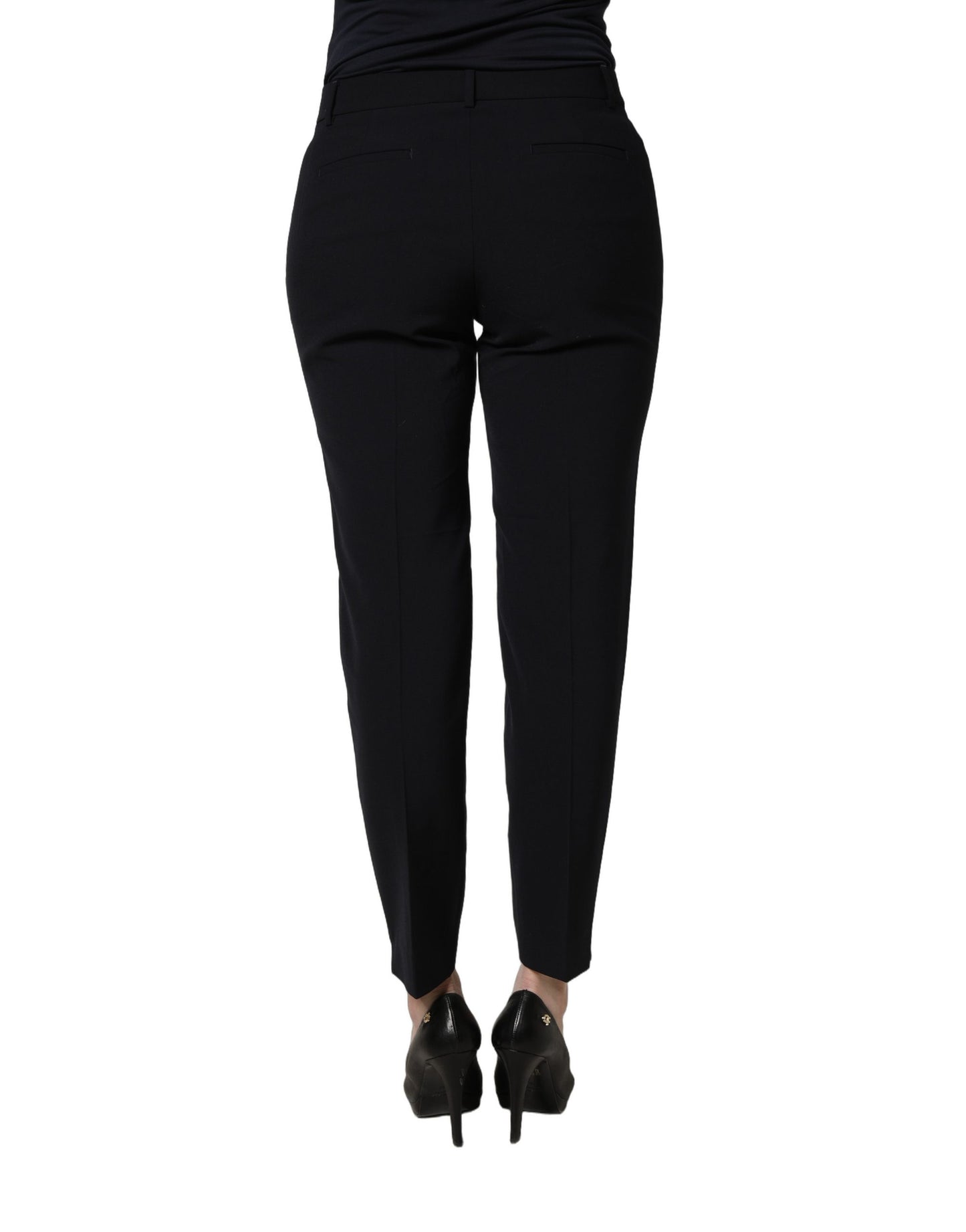 Black Skinny Mid Waist Chino Women Trouser Pants
