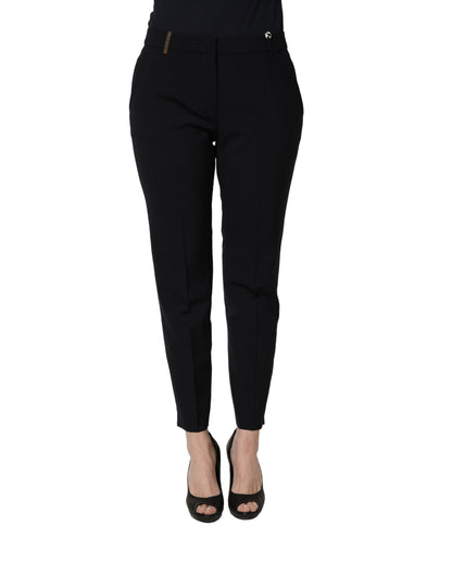 Black Skinny Mid Waist Chino Women Trouser Pants