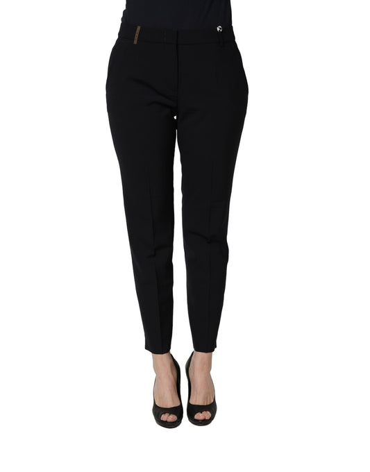 Black Skinny Mid Waist Chino Women Trouser Pants