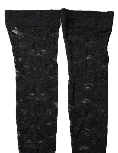 Black Floral Lace Thigh High Stockings Socks