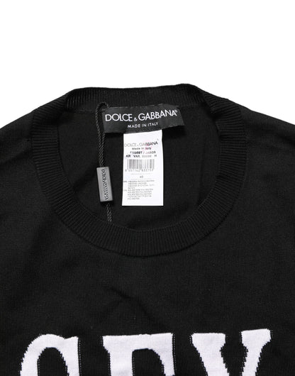 Black Graphic Print Long-Sleeved Top
