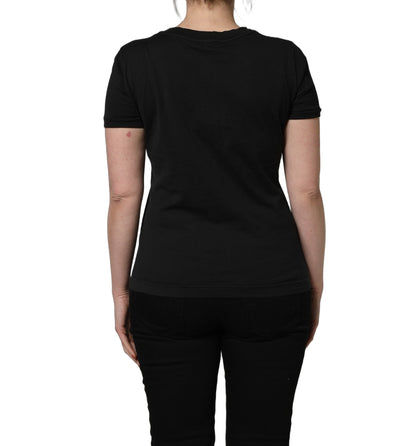 Black Cotton Short-Sleeve Crew Neck T-shirt