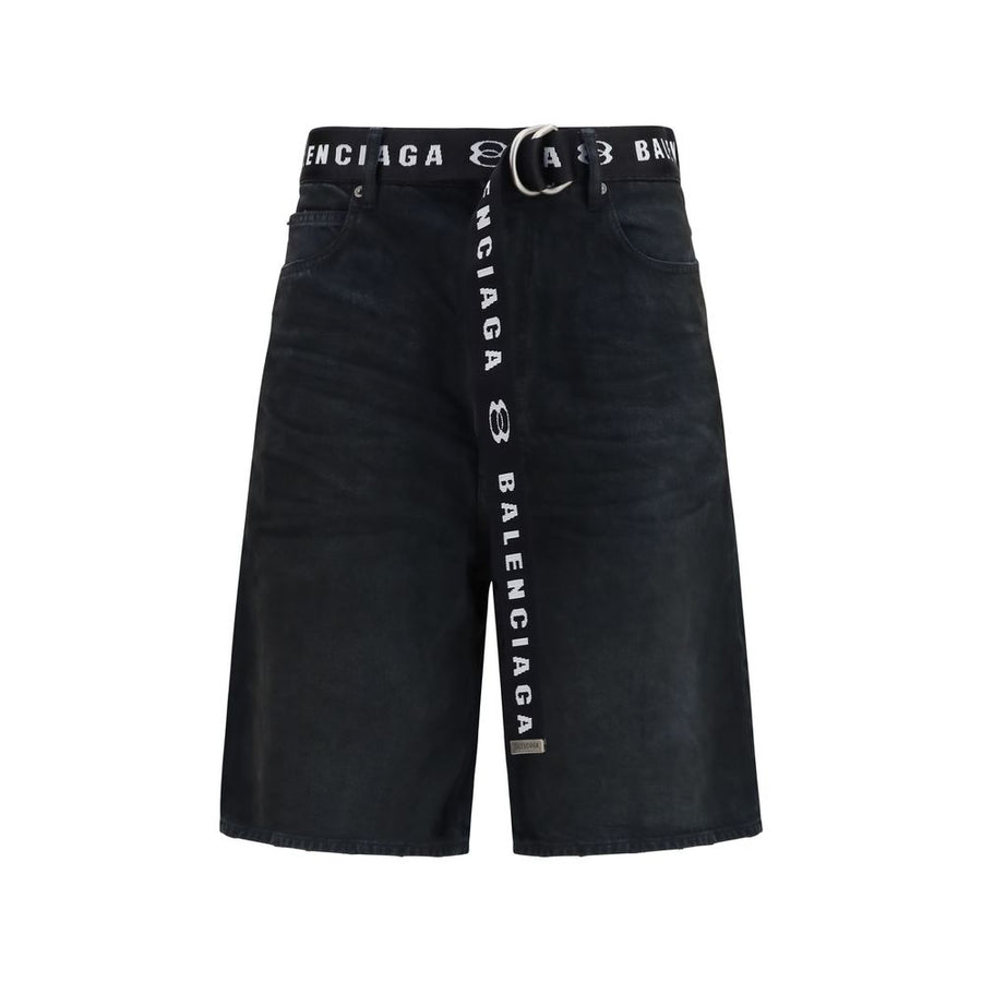 Black Cotton Bermuda Shorts