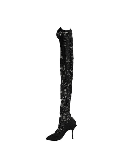 Black Taormina Lace Socks Boots Pumps Shoes