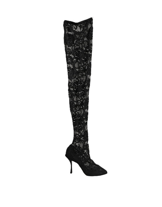 Black Taormina Lace Socks Boots Pumps Shoes